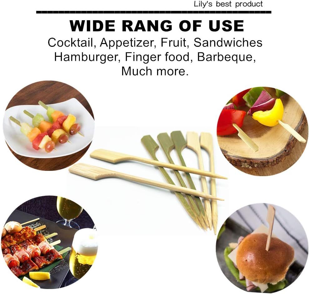 10 inch Bamboo Paddle Picks Skewers Toothpicks for Cocktail ,Appetizers ,Fruit ,Sandwich ,Barbeque Snacks. Wood pick More Size Choices 3.5''/ 4.7''/ 7''/ 10'' (Pack of 100)