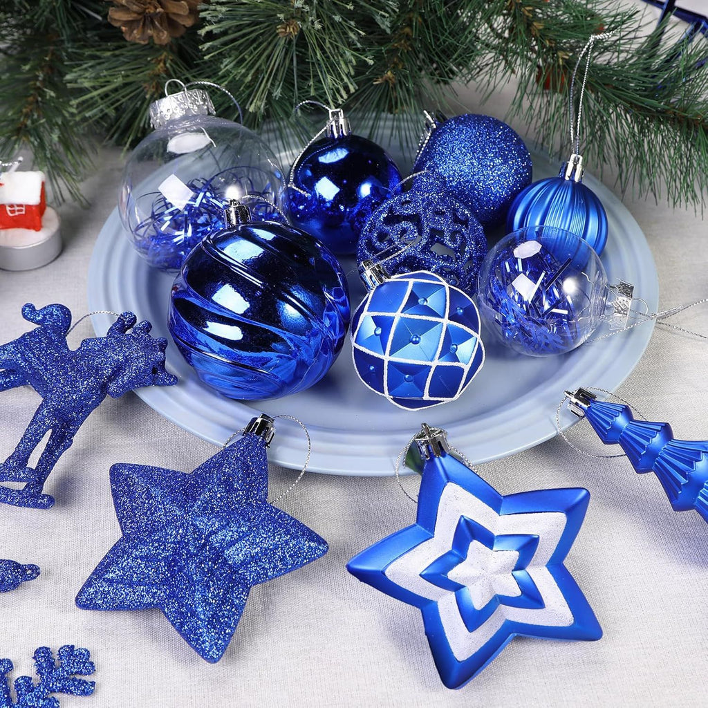 100pcs Christmas Tree Decorations Ornaments Set, Shatterproof Plastic Baubles Decorative Balls for Xmas Tree Decor Holiday Wedding Party, White