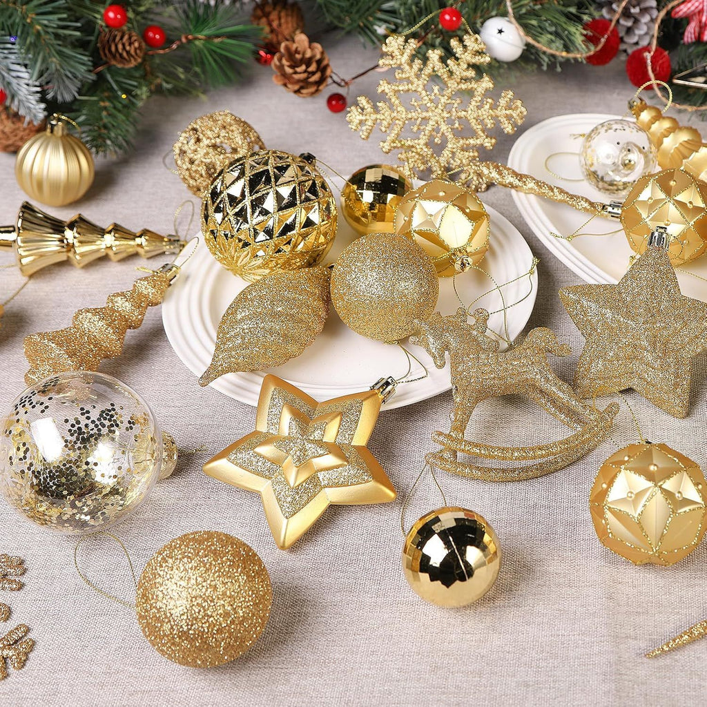 100pcs Christmas Tree Decorations Ornaments Set, Shatterproof Plastic Baubles Decorative Balls for Xmas Tree Decor Holiday Wedding Party, White