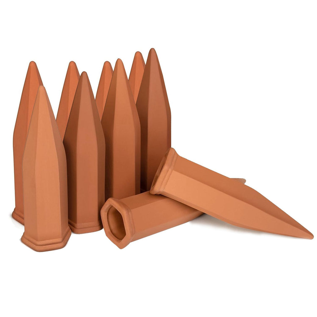 10Pack Plant Watering Spikes Terracotta Automatic Watering Devices with Slow Release Control Plant Waterer Self Watering Stakes for Indoor Outdoor Plants