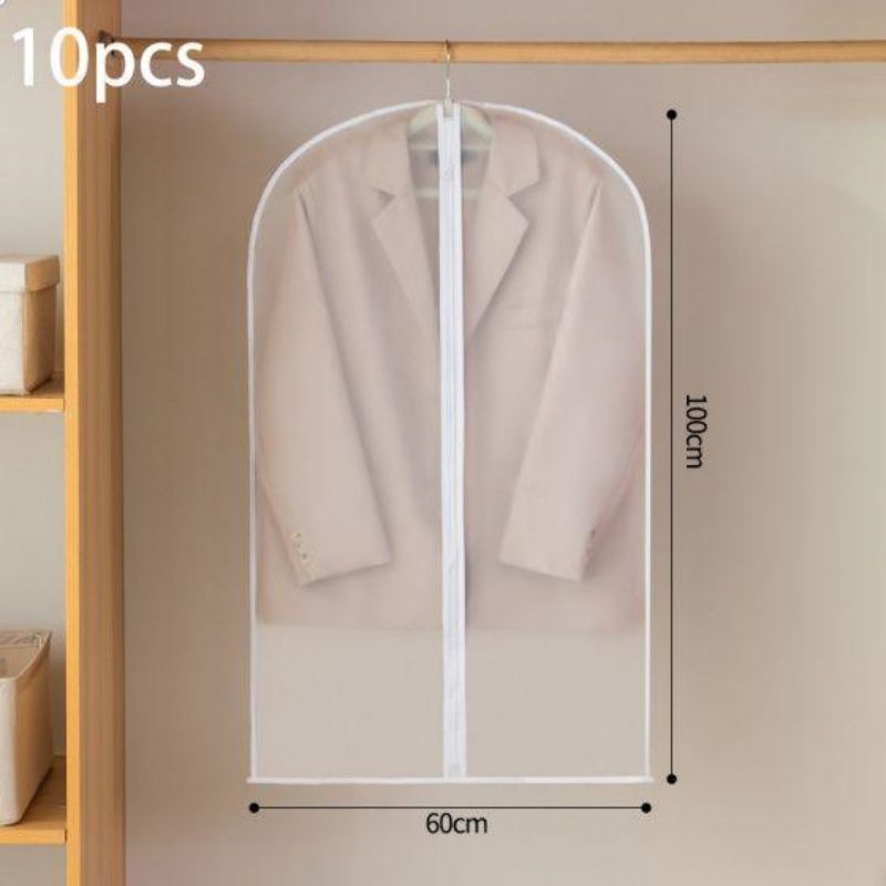 10PCS Clear Garment Dust Cover Bag, Hanging Clothes Storage Protector Bag for Suit Coat Dress