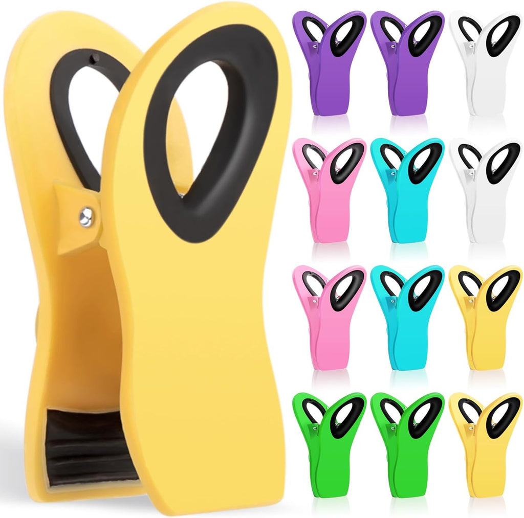 12 Pack Chip Clips Bag Clips, Office Paper Clamps, Magnetic Food Clip for Bread Bag, Refrigerator, Snack, Kitchen, Office, Packages, Colorful Plastic Clip Heavy Duty