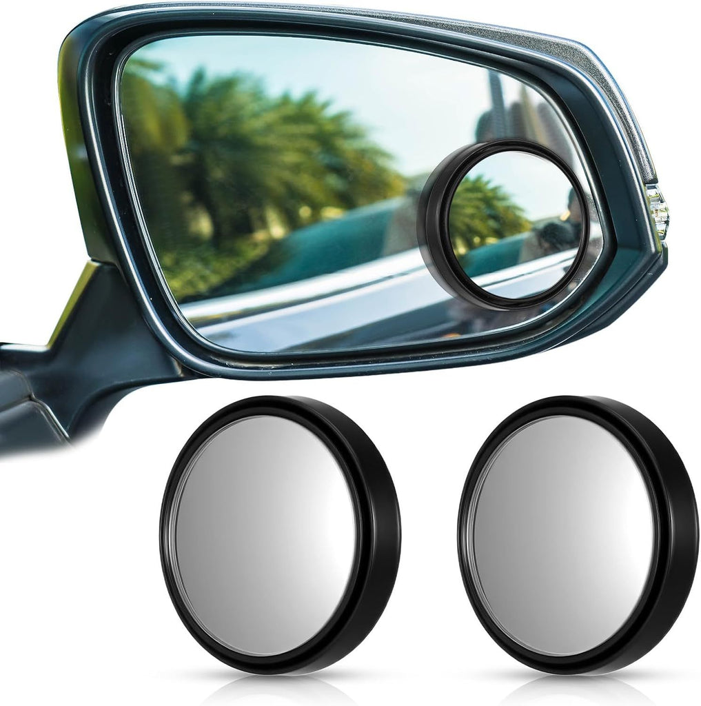 2 Pack Blind Spot Mirrors For Car Wide-Angle Convex Mirror For Side View Mirror Blindspot Round Self Adhesive Angle Adjustable Blind Spot Mirrors Black For Car And Truck Accessories