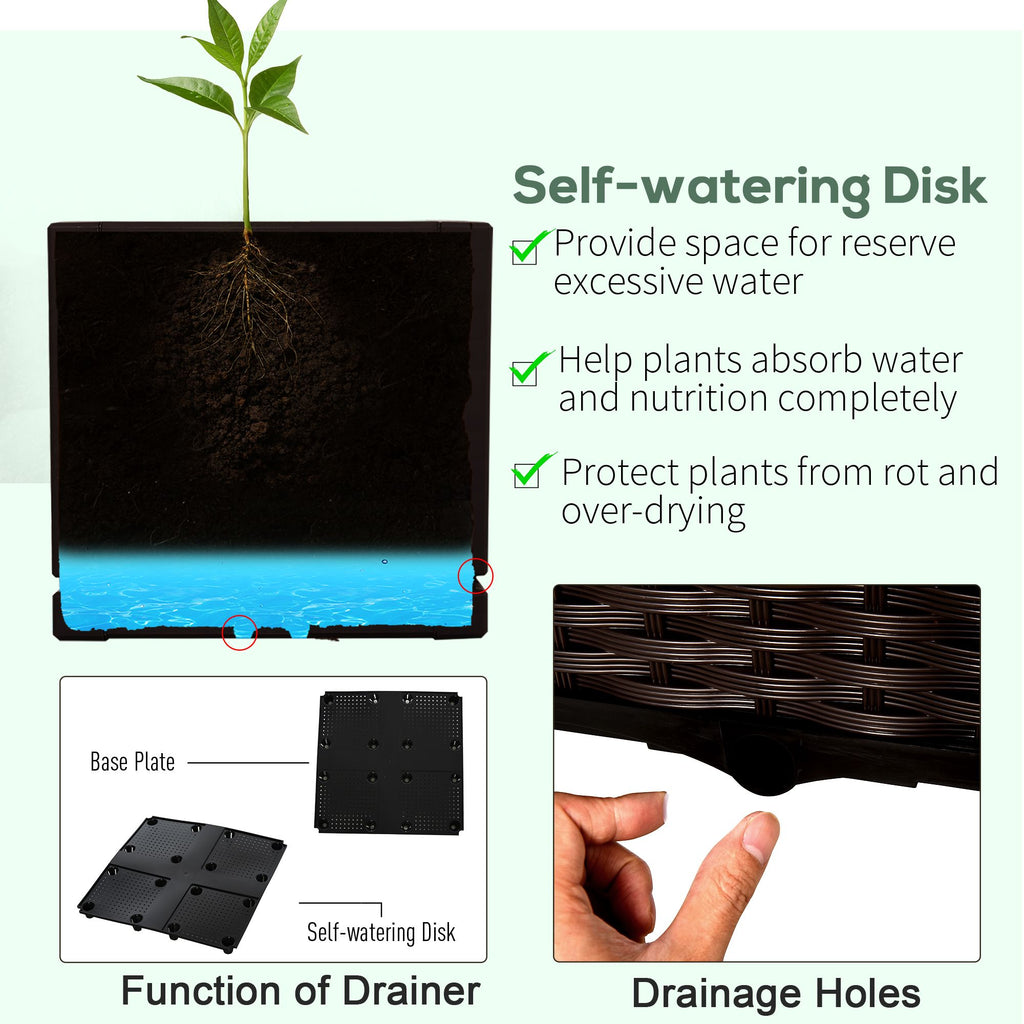 2-Piece Raised Garden Bed with Legs, Self-Watering Planter Box Raised Bed to Grow Flowers, Herbs & Vegetables, Brown