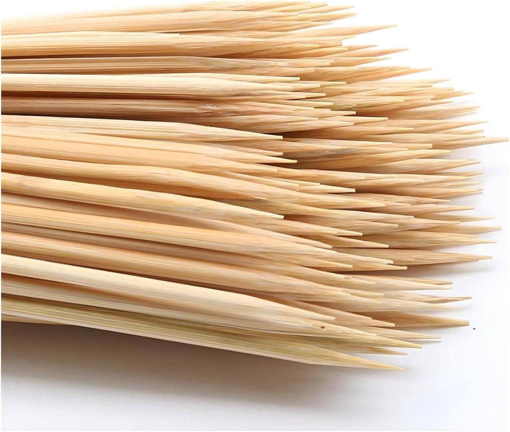 200PCS 10 inch Bamboo Skewers for wooden sticks, BBQ, Appetiser, Fruit, Cocktail, Kabob, Chocolate Fountain, Grilling, Kitchen, crafting and Party. Φ=3mm, More Size Choices 6"/8"/10"/12"/36"