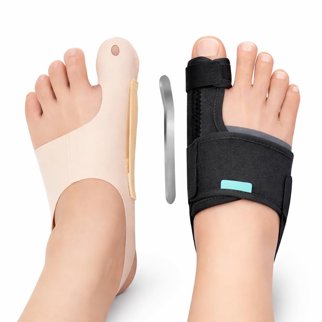 24-Hour Bunion Corrector Set – Day & Night Toe Alignment System, Soft Walking Sleeve + Night Splint for Sleeping, Big Toe Pain Relief & Gradual Support for Men & Women 2 Pairs