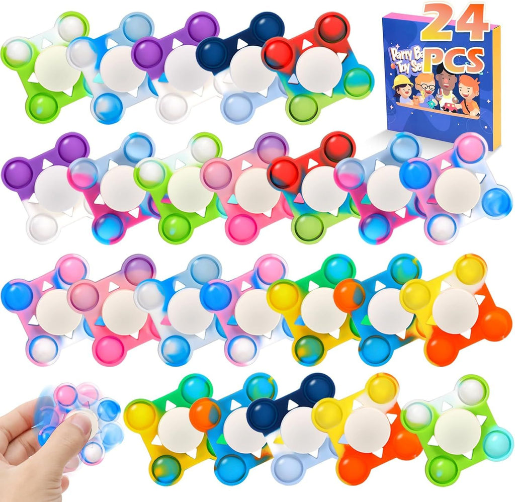 24 PCS Pop Fidget Spinners - Colorful Party Favors for Kids