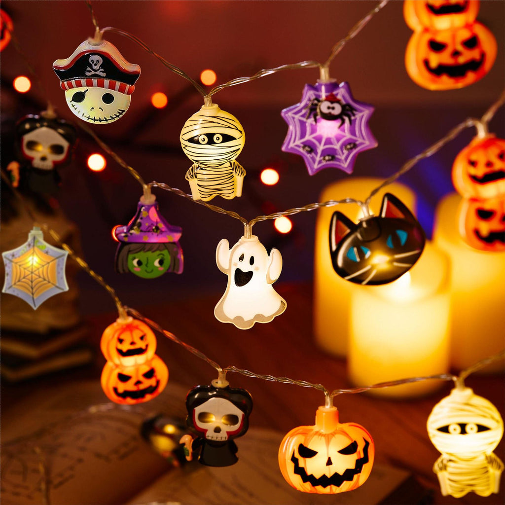 2M 10LED Halloween String Lights, Pumpkin Ghost Skull LED Decorative Lights