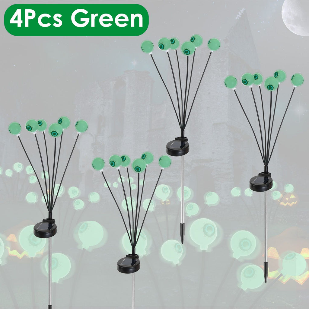2Packs/4Packs Solar Scary Eyeballs Lights Outdoor Halloween Decoration Swaying Light Halloween Path Lights Ornaments with Total 12LED IP65 Waterproof for Yard Garden Patio Party Decor