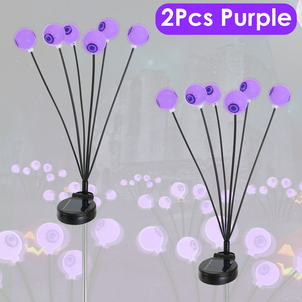 2Packs/4Packs Solar Scary Eyeballs Lights Outdoor Halloween Decoration Swaying Light Halloween Path Lights Ornaments with Total 12LED IP65 Waterproof for Yard Garden Patio Party Decor