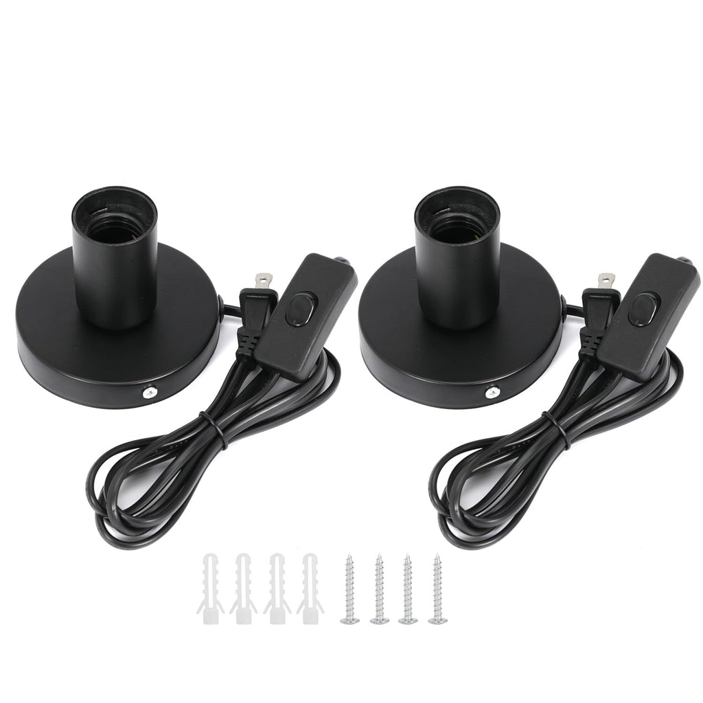 2Pcs Desktop Lamp Base Light Base Socket Screw Light Bulb Holder Base with 6 Feet Cord on Off Switch Plug for Holding Bulb for Your Night Light