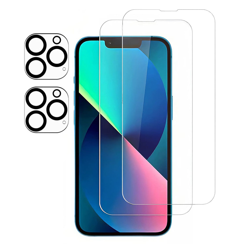 2Pcs HD Clear Screen Protectors 2Pcs Camera Len Protectors Tempered Glass Film Full Coverage Screen Protector Set