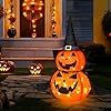 3FT Halloween Collapsible Pumpkin Decoration, 50 LED Pop-Up Pumpkin Lamp with Star Cap, Plug in Halloween Jack-O-Lantern with Metal Stand for Indoor Outdoor Garden Patio Party Decor