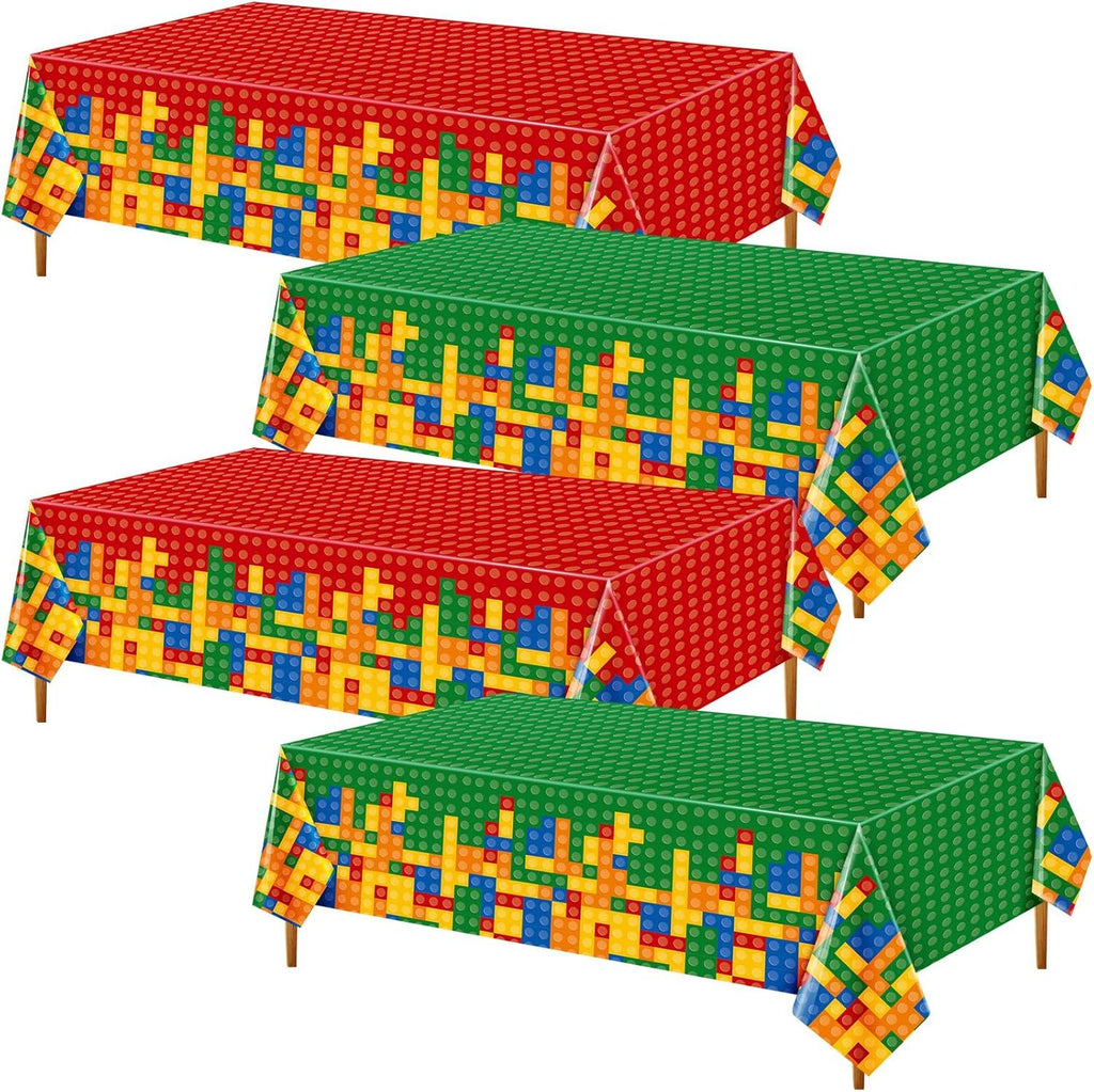 4 Pcs Building Block Tablecloths Colorful Building Blocks Birthday Party Decorations