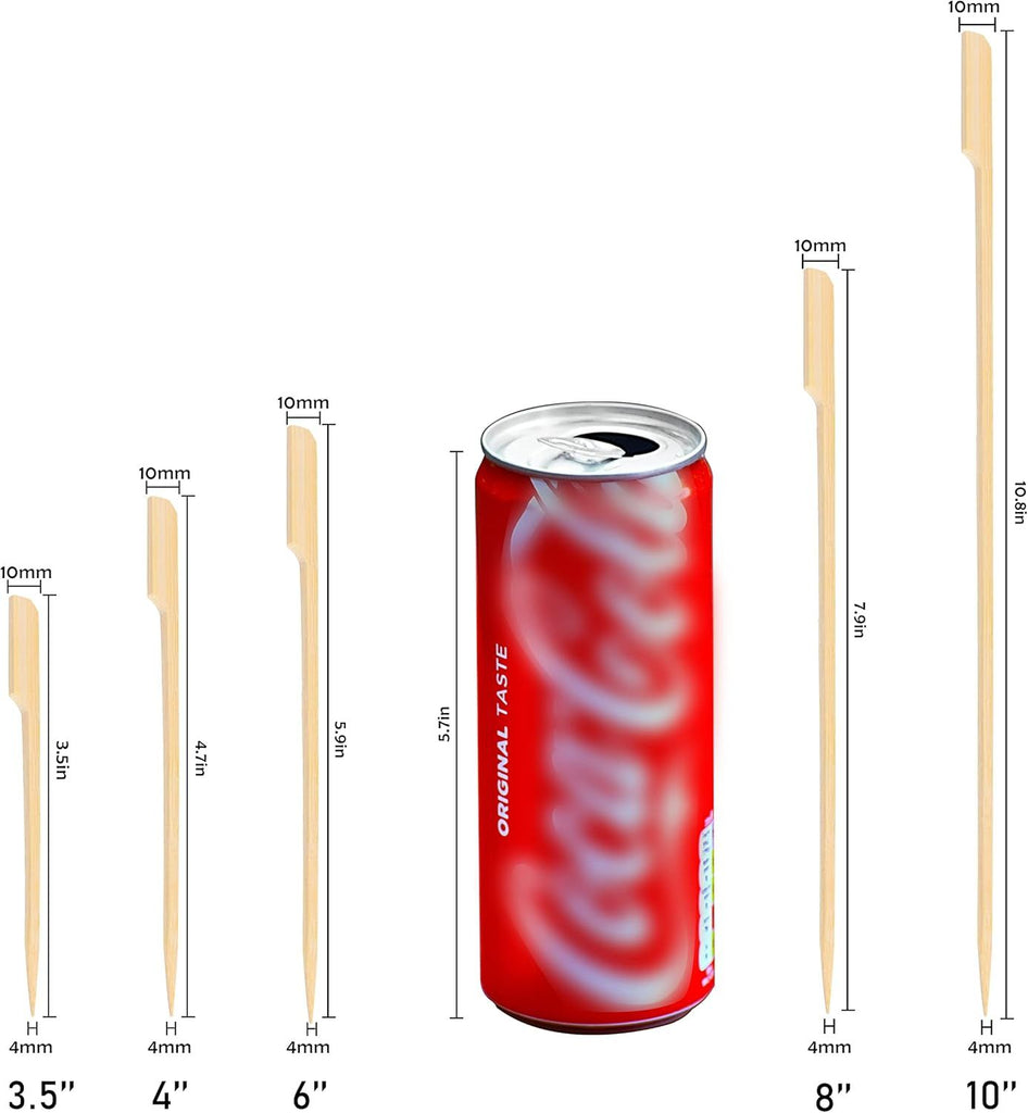 4.7 Inch Bamboo Skewers 100PCS Food Appetizer Toothpicks Wide Flat Paddle Bamboo Wood Picks for Cocktail, Marshmallow, Fruit, Grilling, Drink, BBQ, Barbecue, Yakitori Chicken, Fondue, Roasting