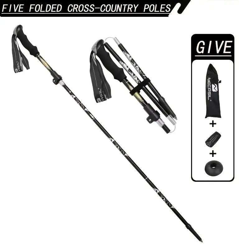 5-Section Collapsible Hiking Poles - Lightweight Trekking Poles with Secure External Lock, Adjustable Length, Sturdy - Ergonomic EVA Grip for Mountain Climbing, Camping, Trail Hiking - Perfect Gift fo