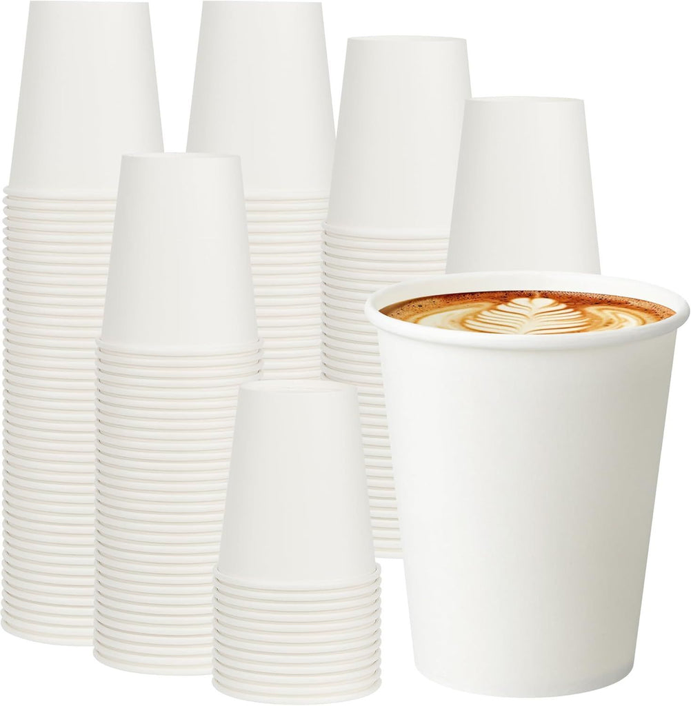 500 Pack 8 oz Paper Cups, Disposable Coffee Cups, White Hot/Cold Beverage Drinking Cups for Water, Coffee, or Juice, Perfect for Office, Party, Home