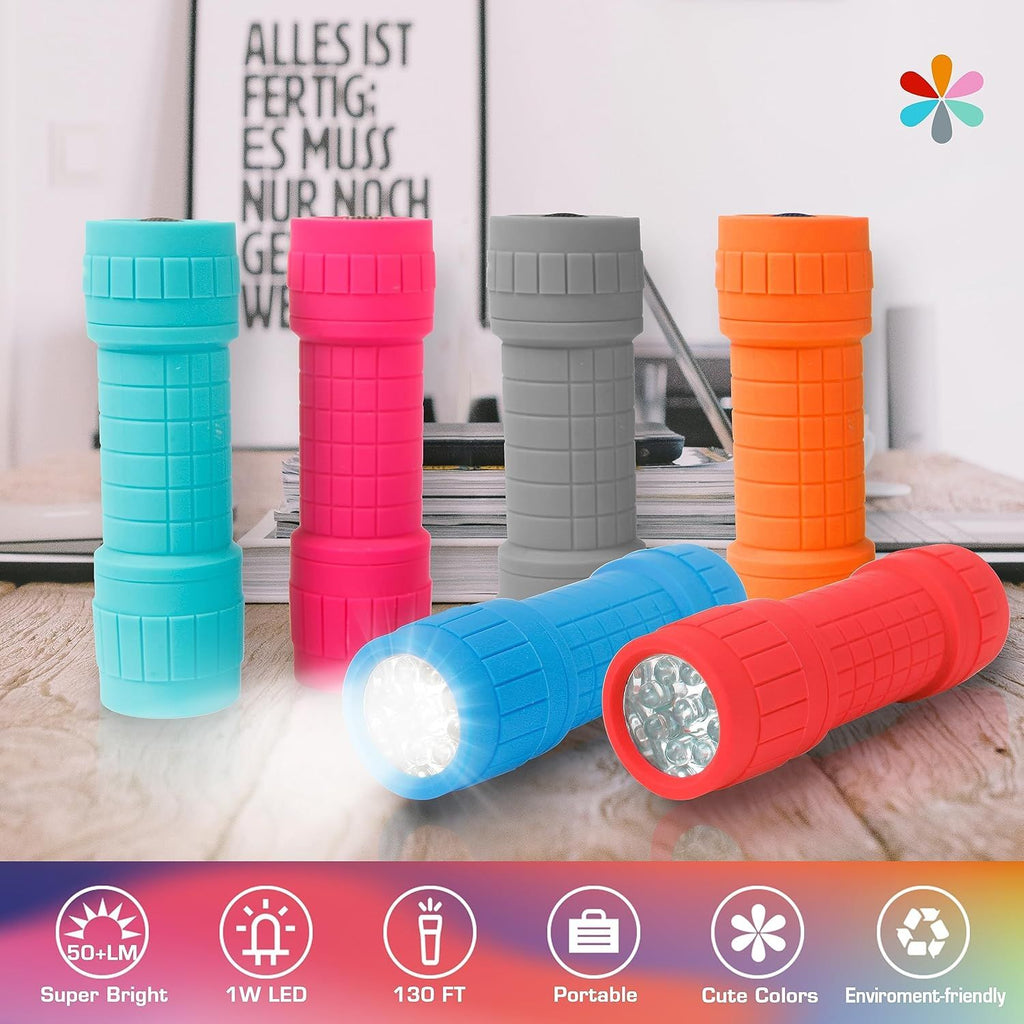 6-Pack Mini Flashlight Set, Small Multicolor Flashlights with Lanyard, 1W Led for Camping, Hiking, Emergencies, 18 AAA Batteries Included, Gift for Christmas Birthday Anniversary