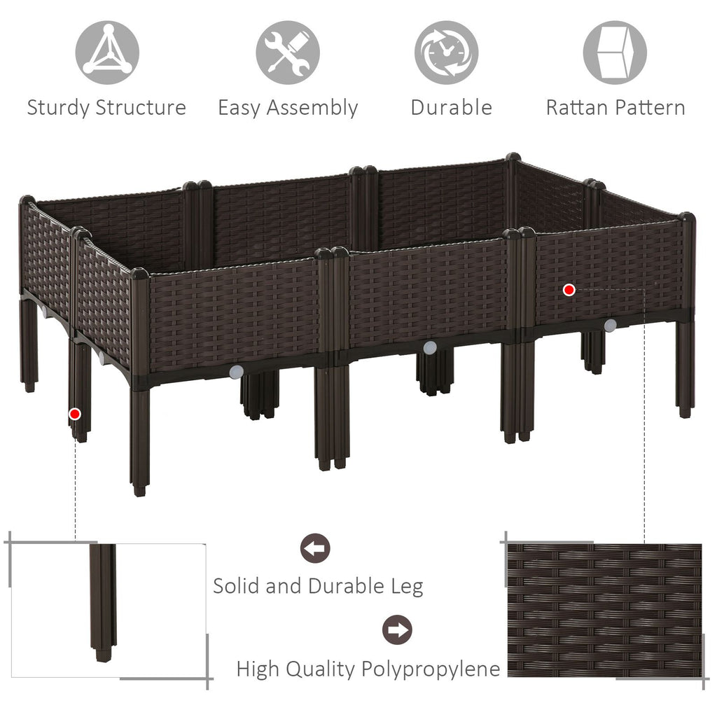 6 Piece Raised Garden Bed with Legs, Self-Watering Planter Box Raised Bed to Grow Flowers, Herbs & Vegetables, Brown