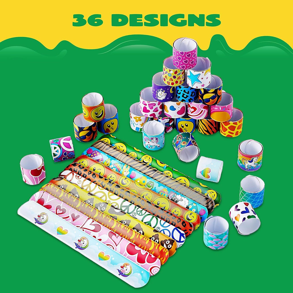 60 Pcs Slap Bracelets for Kids, Bulk Wristbands with Animals, Friendship, Heart, Party Favors, Classroom Prizes Birthday Exchanging Gifts,Goodies Bag Stuffers Fillers