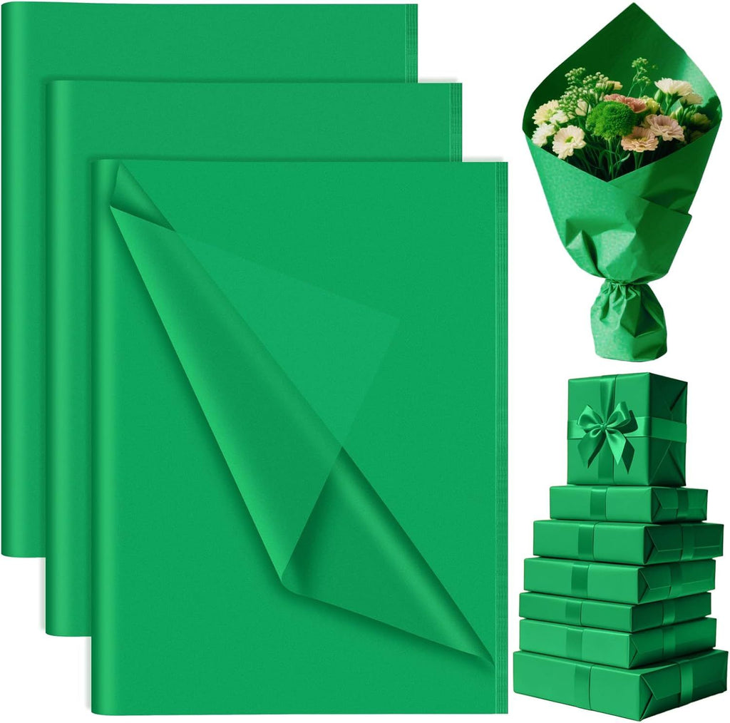 60 Sheets Green Tissue Paper Bulk, PLULON Gift Wrapping Tissue Paper for Packaging 14 x 20 Inch Art Crafts for Gift Bags Decorative Floral Wedding Birthday Graduation Party Decor