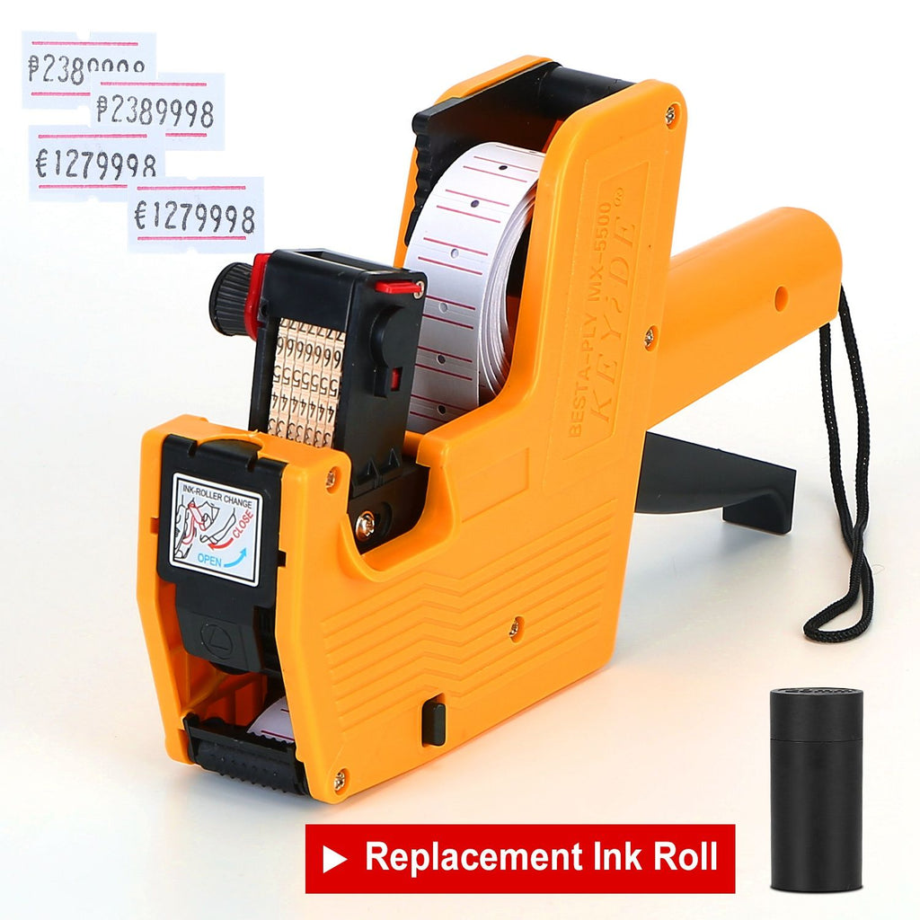 8 Digits Price Numerical Tag Gun Price Label Marker Tagger MX-5500 w/ Sticker Labels Refill Ink