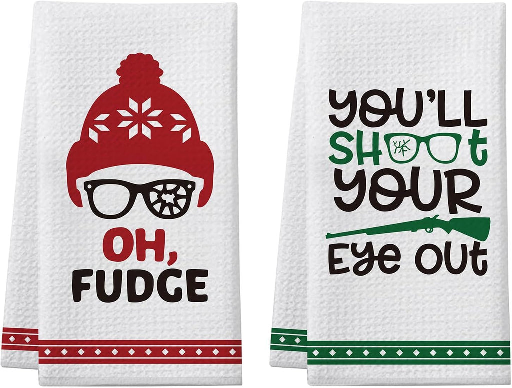 A Christmas Story Merchandise Gifts, 2 Pack Funny Christmas Kitchen Towels, Christmas Story Holiday Collection Decoration, Holiday Home Bathroom Hand Towels Decor, White Elephant Gift for Women Men