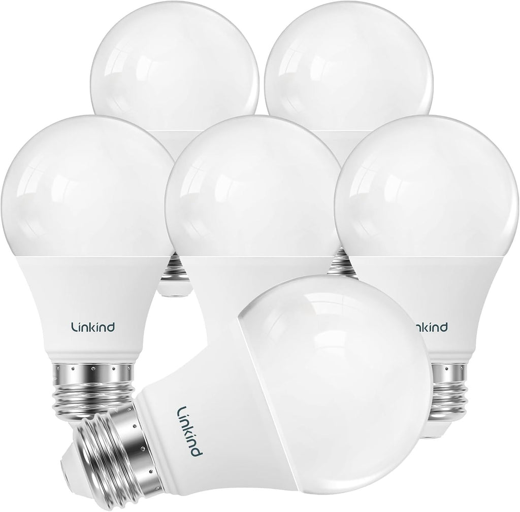 A19 LED Light Bulb, 60W Equivalent, 2700K Soft White Light Bulbs, 800 Lumens 8.5W Non-Dimmable LED Bulbs, E26 Standard Base, Energy Efficient for Bedroom Home Office, 6 Packs