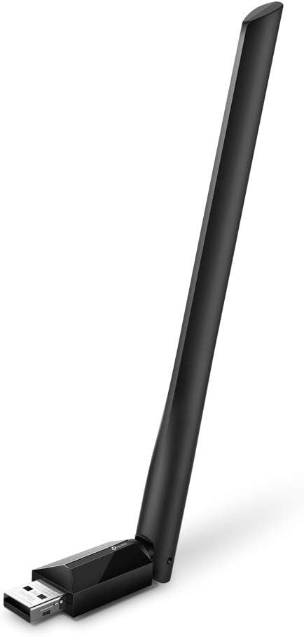 AC600 USB WiFi Adapter for PC (Archer T2U Plus)- Wireless Network Adapter for Desktop with 2.4GHz, 5GHz High Gain Dual Band 5dBi Antenna, Supports Win11/10/8.1/8/7/XP, Mac OS 10.9-10.14, Black