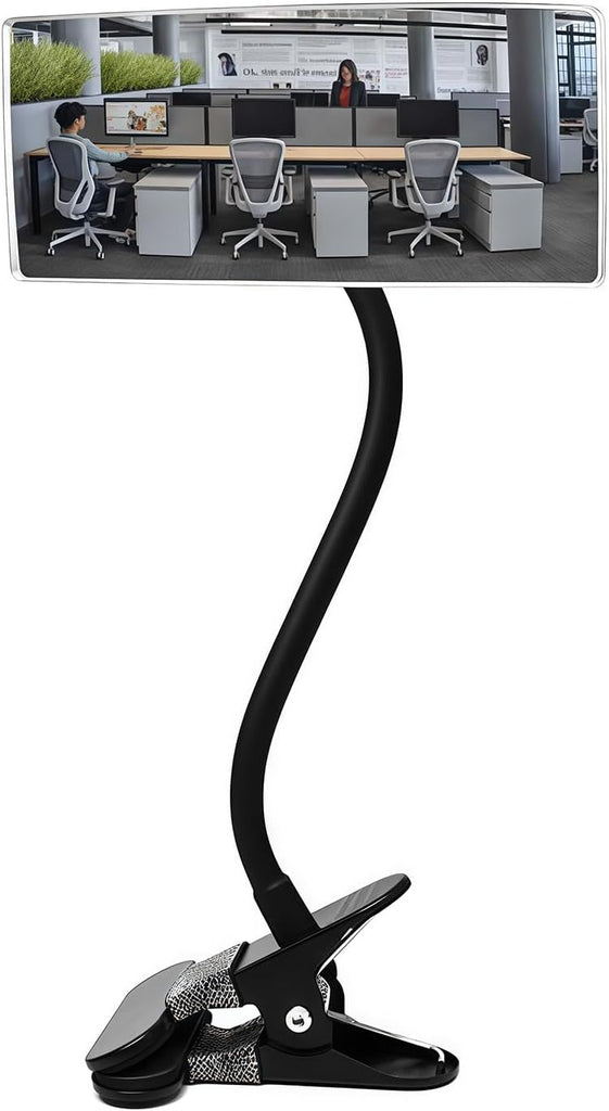 Adjustable Clip-On Wide Angle Security Mirror, Rear View Privacy for Office Desks & Cubicles - 6.7"x3" 1PCS