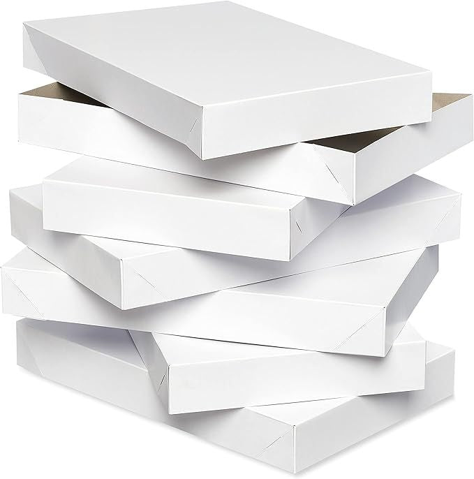 American Greetings White Shirt Boxes with Lids, for Birthdays, Holidays, and All Occasions