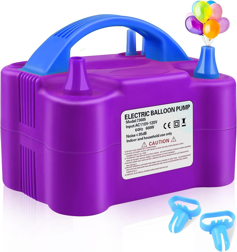 Balloon Pump Electric,110V 600W Balloon Blower Inflator Dual Nozzle Air Pump Balloons Inflator for Decoration, Party, Sport,Gifts 2 Balloon Tying Tools