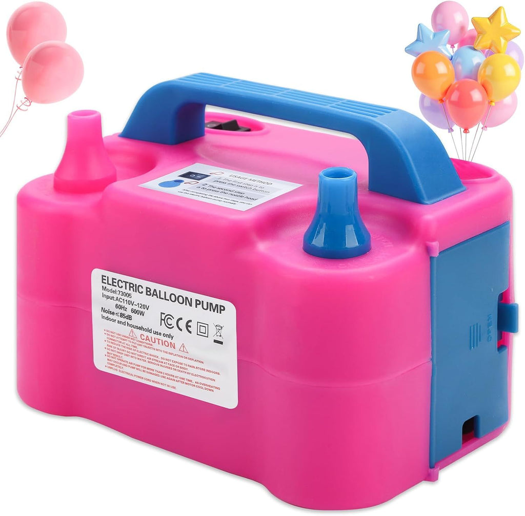 Balloon Pump Electric,110V 600W Balloon Blower Inflator Dual Nozzle Air Pump Balloons Inflator for Decoration, Party, Sport,Gifts:2 Balloon Tying Tools