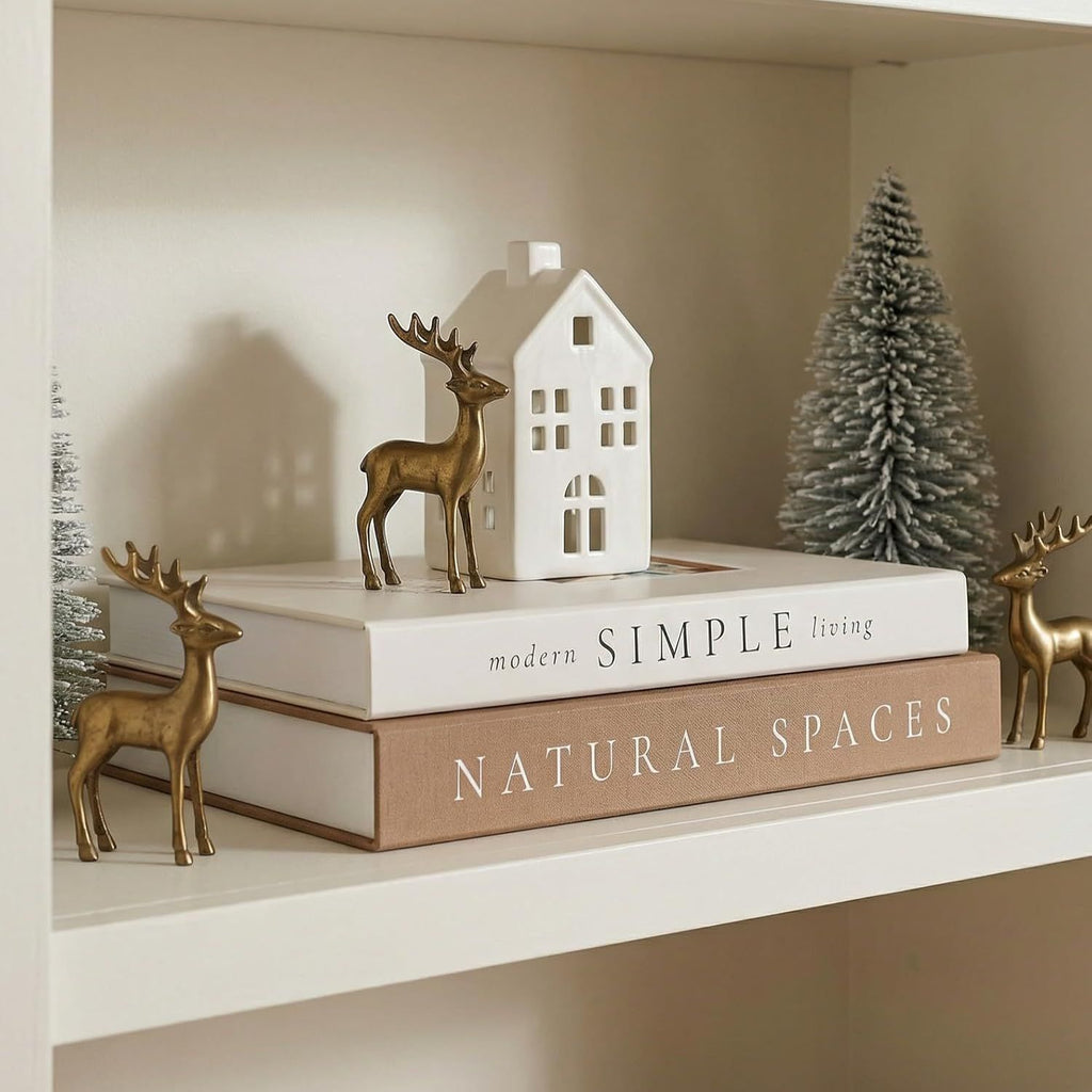 Beautiful Decorative Books - Set of 2 Boxes Enhance Your Coffee Table, Bookshelf or Mantel Shelf Decor - Aesthetic Fake/Faux Books for Modern Home Decoration, Photo Storage and as a Keepsake Box