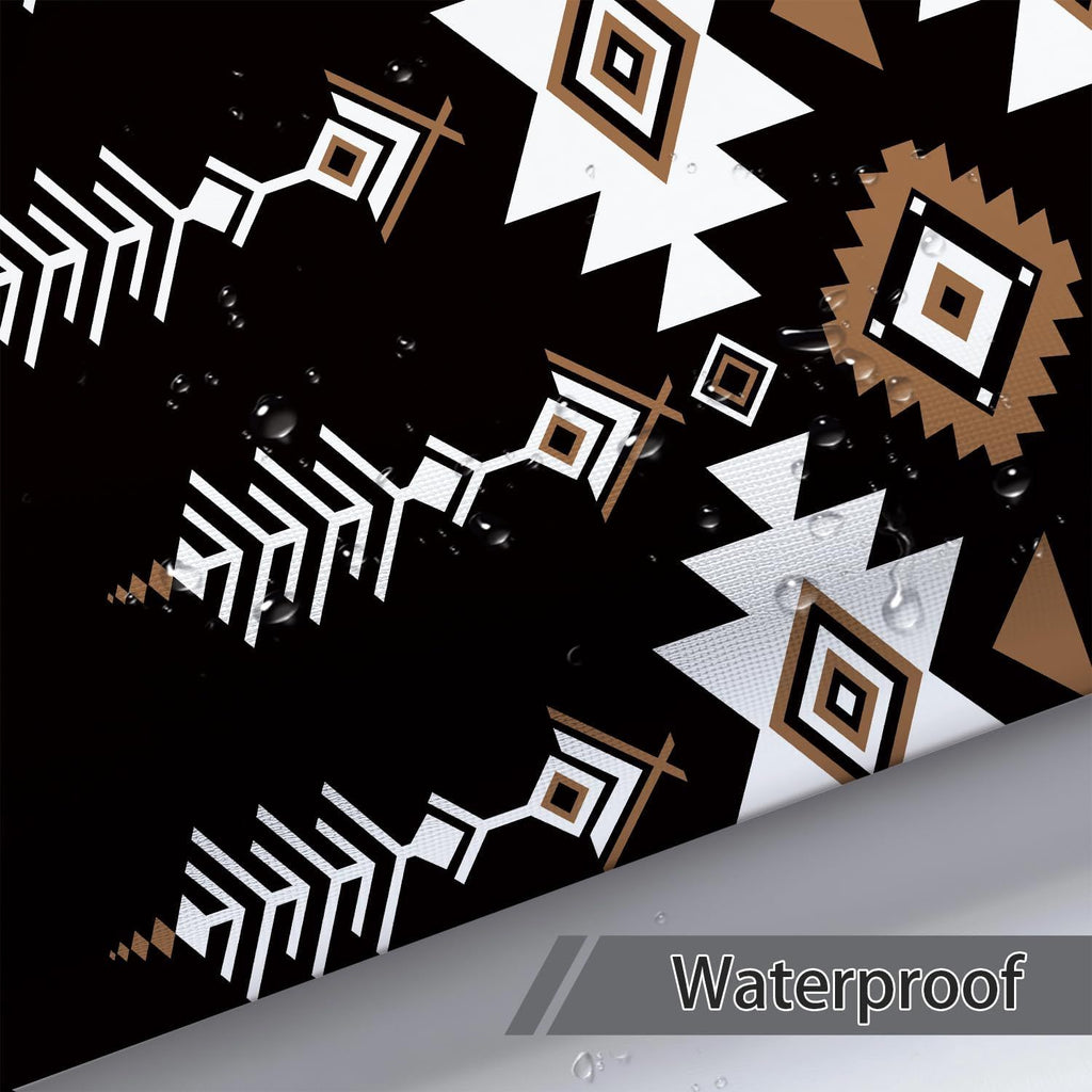 Black Western Aztec Shower Curtain, Vintage Abstract Geometric Cowboy Shower Curtains Set, Boho Southwestern Tribal Native Neutral Fabric Shower Curtains for Bathroom with Hooks 72X72IN Brown