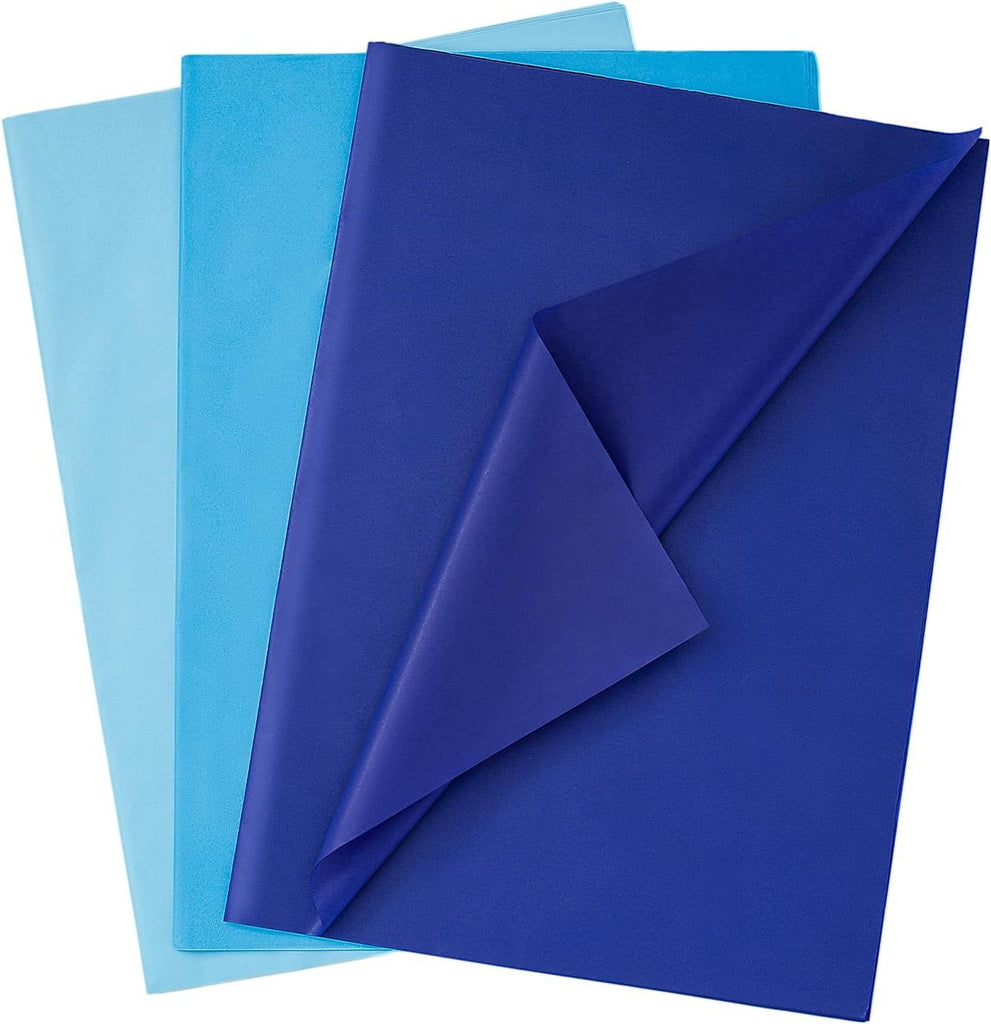 Blue Tissue Paper for Gift Bags, 115 Sheets, 14 x 20 Inches, 3 Colors, Ideal for Independence Day, Wedding, Birthday, DIY Crafts