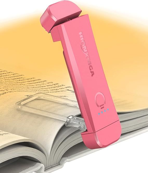 Book Reading Light,Silent Touch Lamp for in Bed,Rechargeable Clip on Booklight with 3 Amber Colors & Precise Dimming Night Reading,Best Gift Lovers,Kids,Pink,(SD-10)