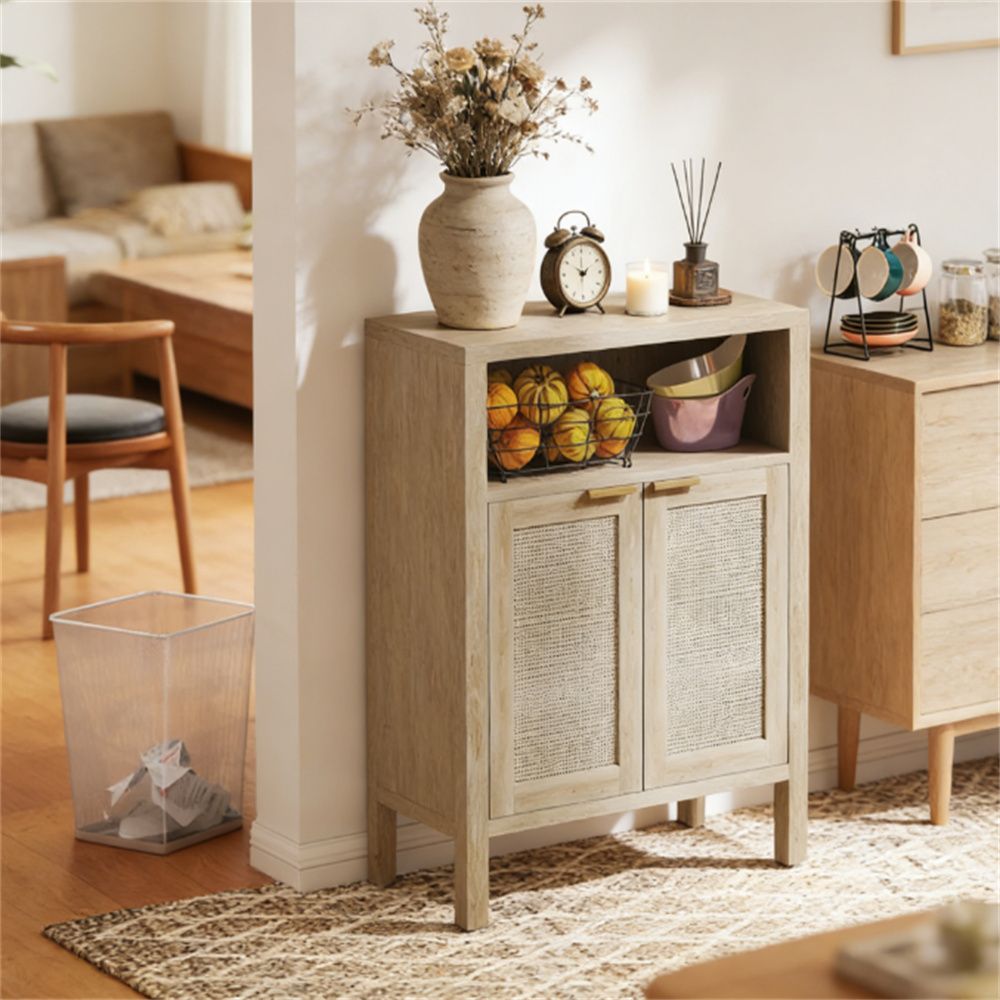 Buffet cabinets, cabinets, coffee bar cabinets, cutlery cabinets, and storage cabinets with storage space, natural