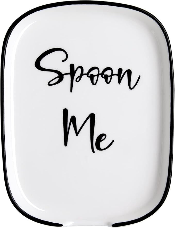 Ceramic Spoon Rest for Stove Top, Large Spoon Holder for Kitchen Counter, White Coffee Spoon Rest, Heat-Resistant Cooking Utensil Rest, Modern Farmhouse Kitchen Décor