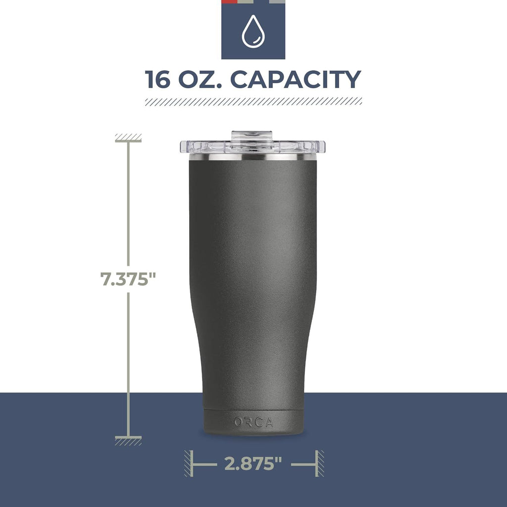 Chaser 16oz | Insulated, Stainless Steel Cup with a Spill Proof Whale Tale Lid, Dishwasher Safe Tumbler for Hot & Cold Drinks