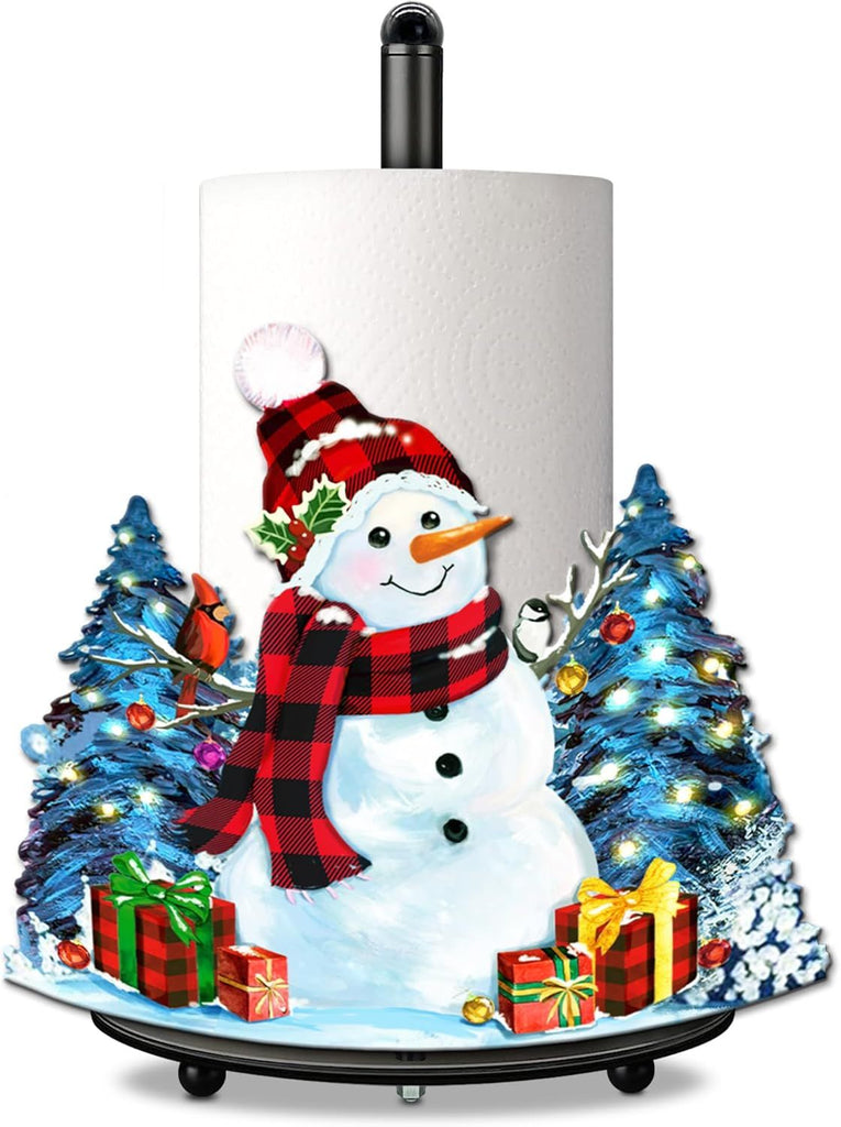 Christmas Decorations Indoor, Christmas Kitchen & Bathroom Decor, Snowman Decorations for Home - Snowman Winter Xmas Paper Towel Holder Stand Accessories