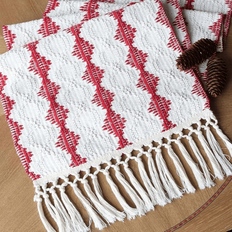 Christmas Red Table Runner 13x72 Inches Long Christmas Runner for Table Boho Table Decor Rustic Farmhouse Xmas Decoration for Home Party Decor (Red Square)