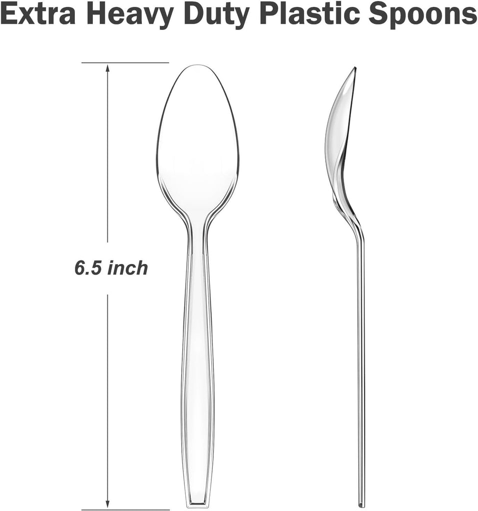 Count Clear Plastic Spoons Disposable, BPA-Free, Heat Resistant, Solid and Durable Disposable Spoons Heavy Duty Bulk, Premium Spoons plastic disposable for Party Supply