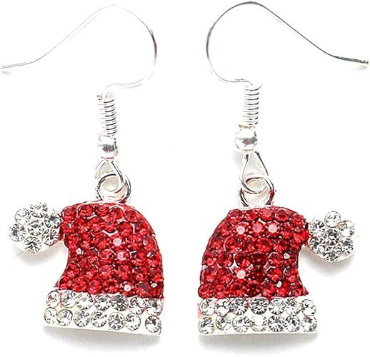 Dangle Stud Earrings Holiday Party Drop Earrings Enamel Crystal Santa Claus Bell Hat Earring Cute Christmas Costume Jewelry Women