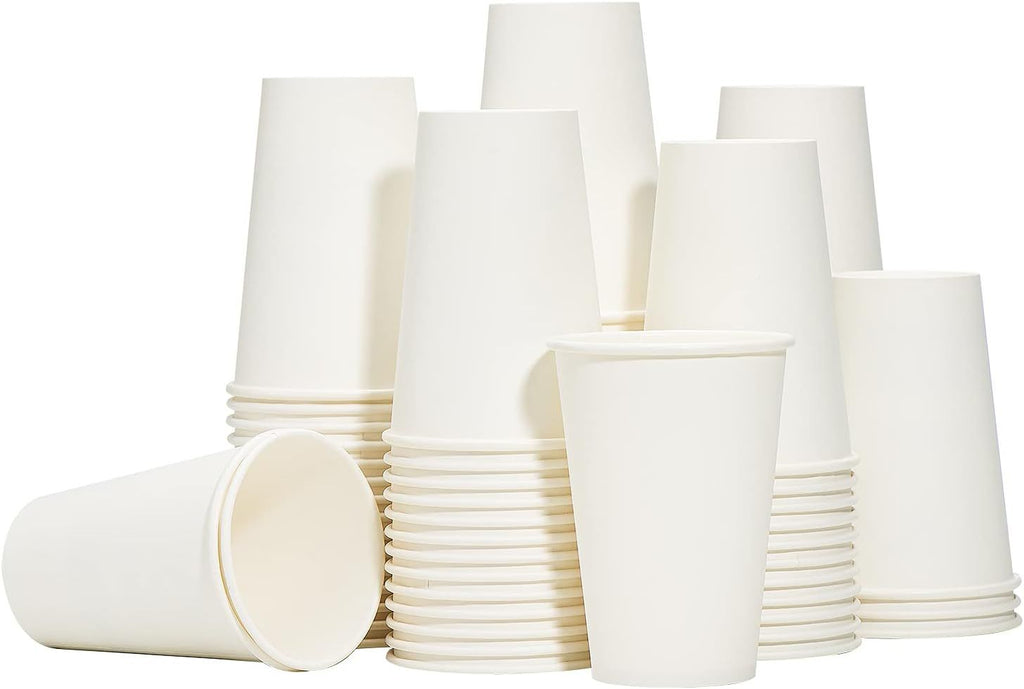 Disposable Paper Coffee Cups 12 oz [200 Pack],12 oz White Hot Coffee Paper Cups, Thickened Paper Style