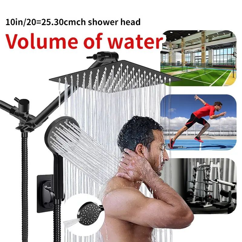 Dual-Size Luxury Shower Set - 8" or 10" Square Head + 3-Mode Handheld for Custom Spray