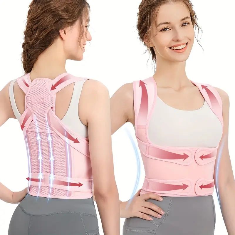 Ergonomic Back Support Instrument - Adjustable Support for Improved Alignment, Comfortable Design for Valentine's Day Women's Day, Breathable Material, Hand Washable - Pink