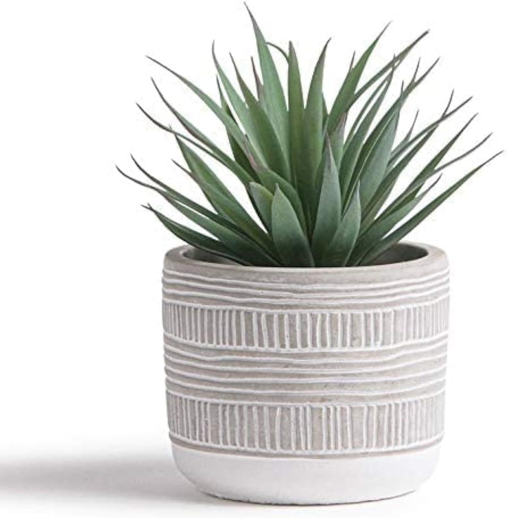 Farmhouse Artificial Plant | 8" Fake Plant for Desk Decor | Artificial Succulent in Pot | Fake Succulent | Faux Plant Indoor | Artificial Greenery for Shelf Decor