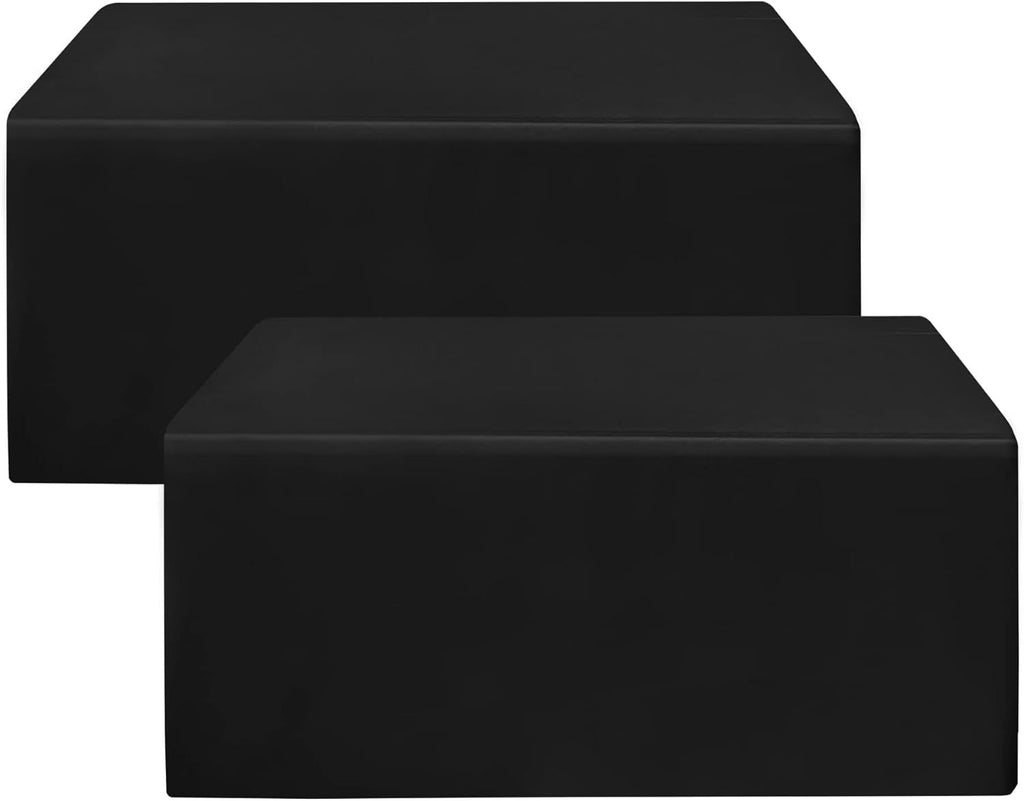 Fitted Black Tablecloths - 72 x 30 Inch - 2 Pack Rectangle Table Clothes for 6 Foot Tables, Polyester Fabric Table Cover for Trade Show, Craft Show, Parties, Birthday, Wedding