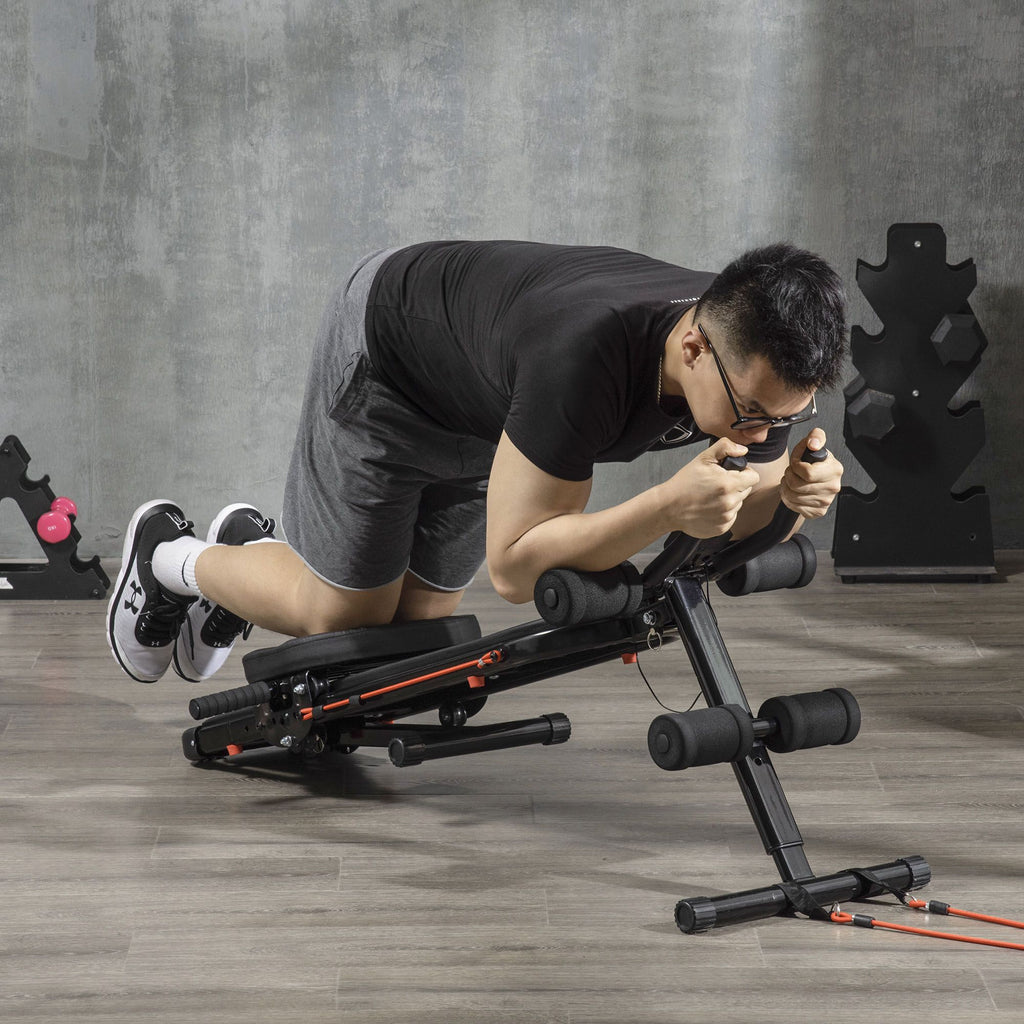 Foldable Ab Machine Workout Bench Abdominal Cruncher Resistance Bands